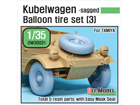 WWII Kubelwagen Balloon Tire set [3]-sagged (for Tamiya 1/35)