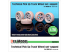 Technical Pick up Truck Sagged wheel set (for Meng 1/35)