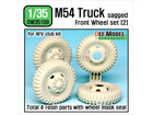 US M54A2 Cargo Truck Sagged Front Wheel set (2) - Military type tire (for AFV club 1/35)