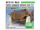 M151A1 Mutt Jeep Early Sagged Wheel set (1) (for Academy/Tamiya 1/35)