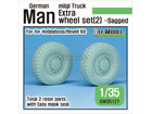 German Man Mil gl Truck Extra 2ea Sagged Wheel set (2) Continental HCS tires ( for Hobbyboss/Revell 1/35)