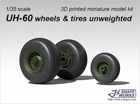 [1/35] UH-60 wheels & tires unweighted (flight position) for MRC/Academy kit.