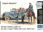 [1/35] Urgent dispatch. German military radio car Sd.Kfz. 2 Type 170VK with crew, WW II era